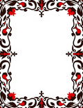 Ornate Red Floral Scroll Border Rug