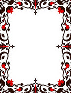 Ornate Red Floral Scroll Border Rug