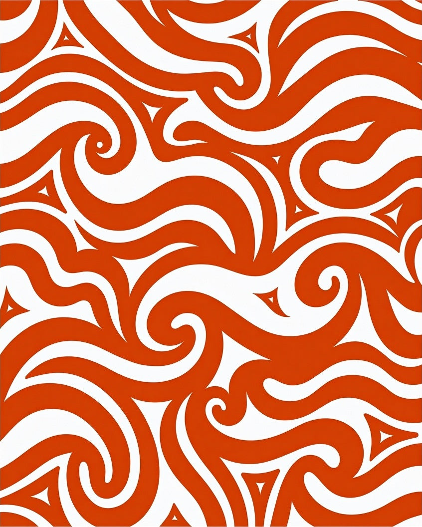 Bold Orange Tribal Swirl Rug