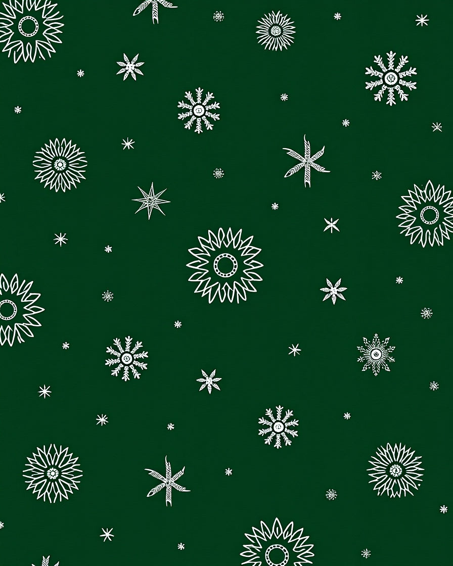 White Snowflake Winter Emerald Field Rug