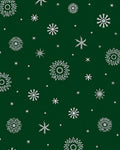 White Snowflake Winter Emerald Field Rug