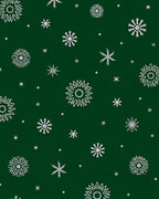 White Snowflake Winter Emerald Field Rug
