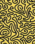Bold Black Swirls Yellow Lines Rug