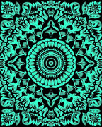 Bold Teal Mandala Floral Graphic Rug