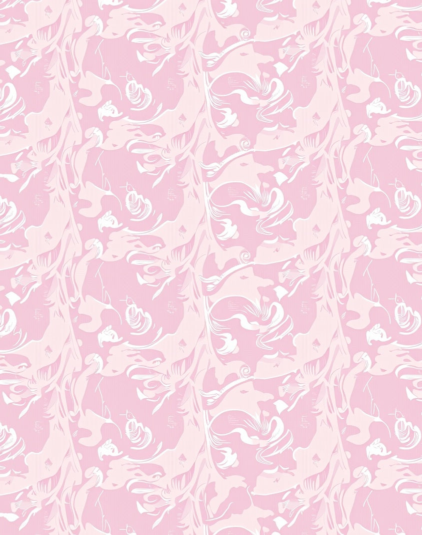 Tender Pink Floral Swirl Composition Rug