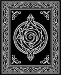 Black White Elaborate Orb Border Rug