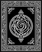 Black White Elaborate Orb Border Rug