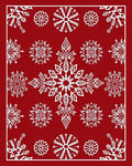 Crimson White Snowflake Collage Rug