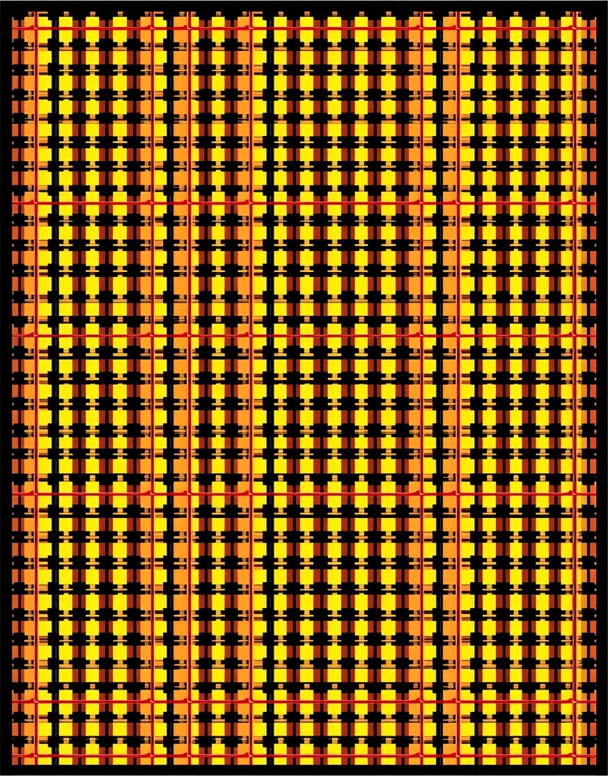 Warm Plaid Geometric Sunburst Rug