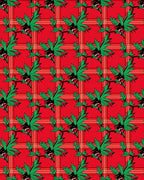 Red Plaid Green Leaf Vine Rug