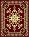 Ornate Crimson Floral Medallion Rug