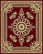 Ornate Crimson Floral Medallion Rug