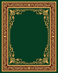 Emerald Green Gold Vine Border Rug