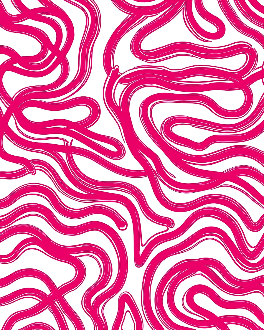 Vibrant Fuchsia Swirl Abstract Rug