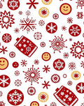 Red Gold Snowflake Mittens Smileys Rug