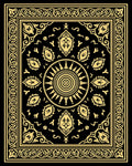 Golden Black Sun Medallion Border Rug