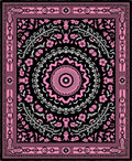 Pink Floral Medallion Black Tapestry Rug