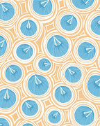 Blue Orange Circular Abstract Waves Rug