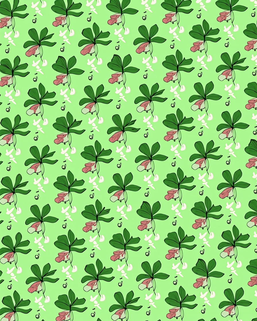 Lush Green Pink Floral Botanical Rug