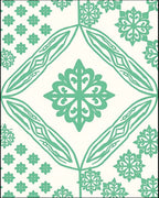 Mint Green Floral Geometric Medallion Rug