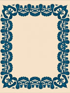 Deep Teal Floral Border Cream Rug