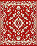 Crimson Floral Scroll Border Rug