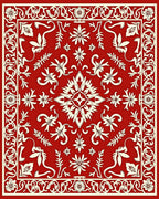 Crimson Floral Scroll Border Rug