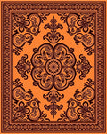 Radiant Orange Floral Medallion Border Rug
