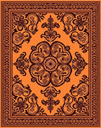 Radiant Orange Floral Medallion Border Rug