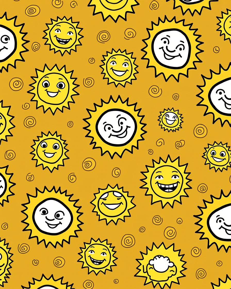 Happy Yellow Sun Faces Rug