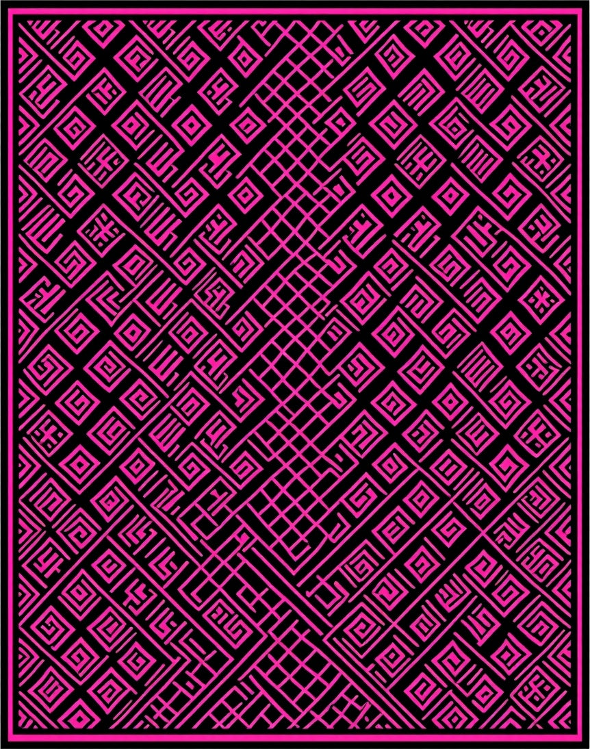 Bold Hot Pink Geometric Maze Rug