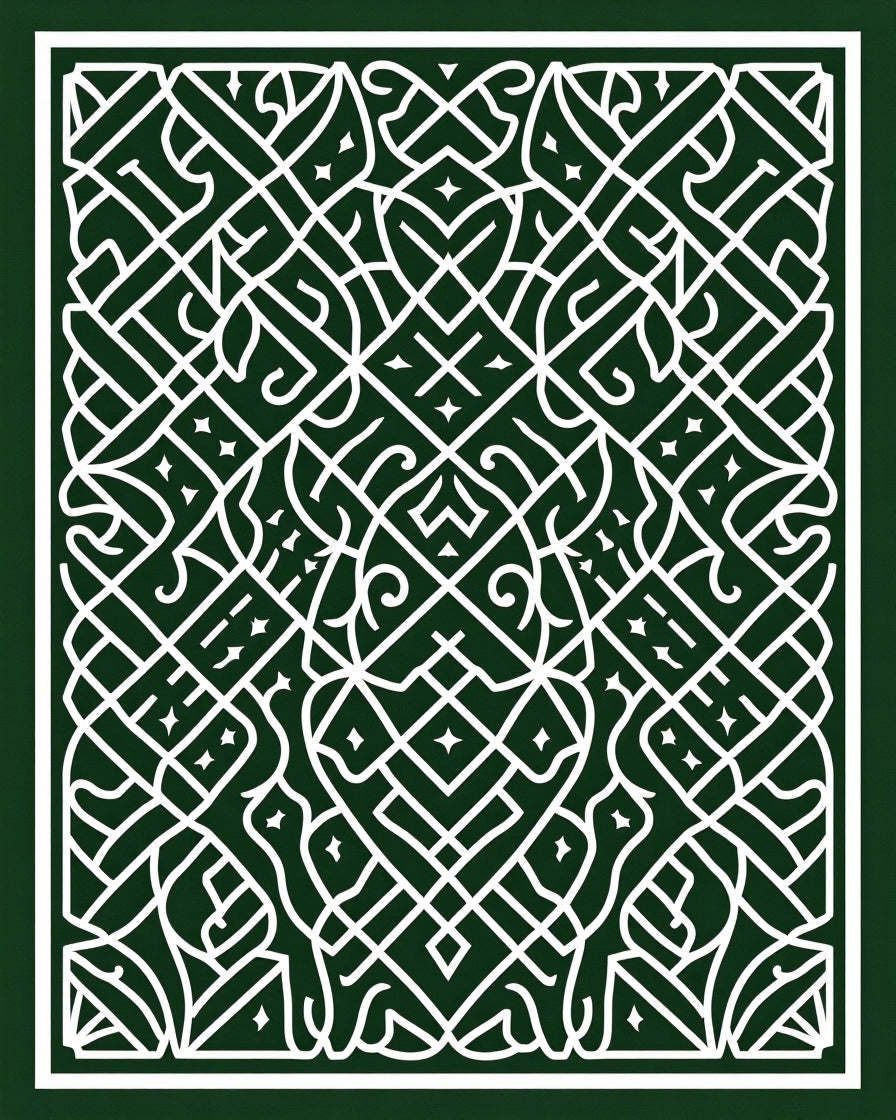 Intricate White Emerald Celtic Knot Rug