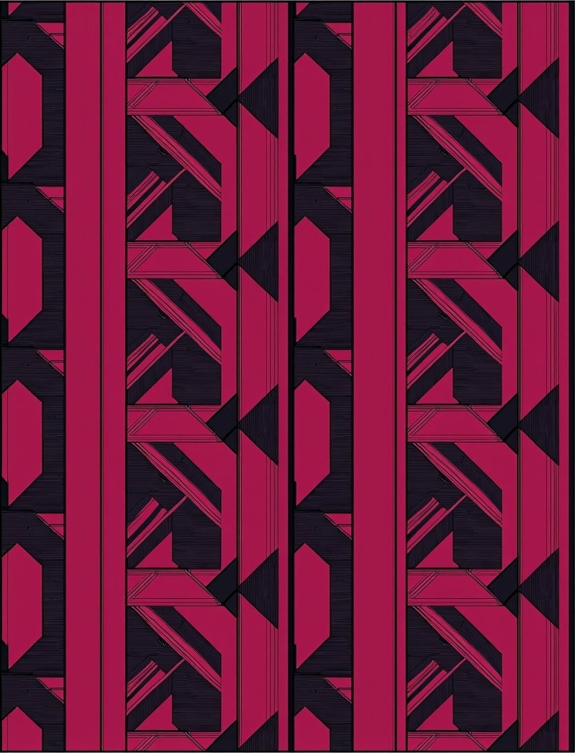 Crimson Geometric Deconstructed Stripe Rug