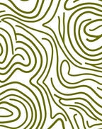 Olive Green Abstract Contour Lines Rug