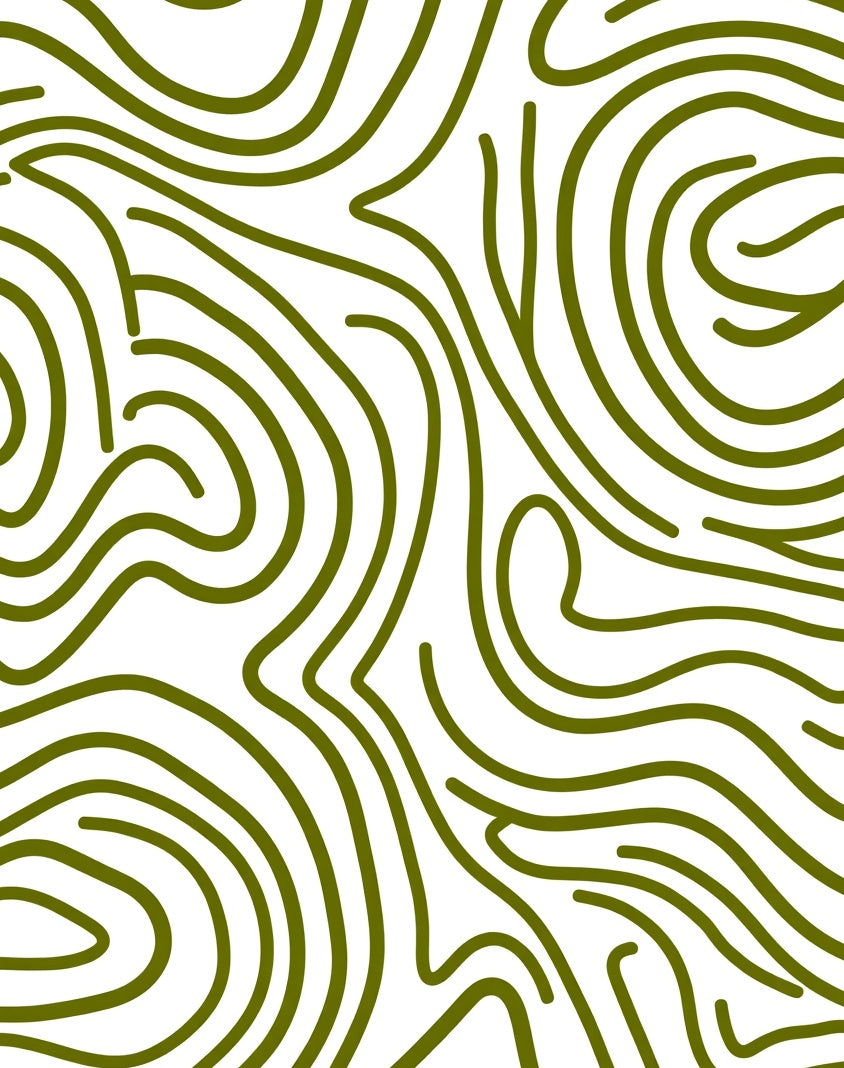Olive Green Abstract Contour Lines Rug