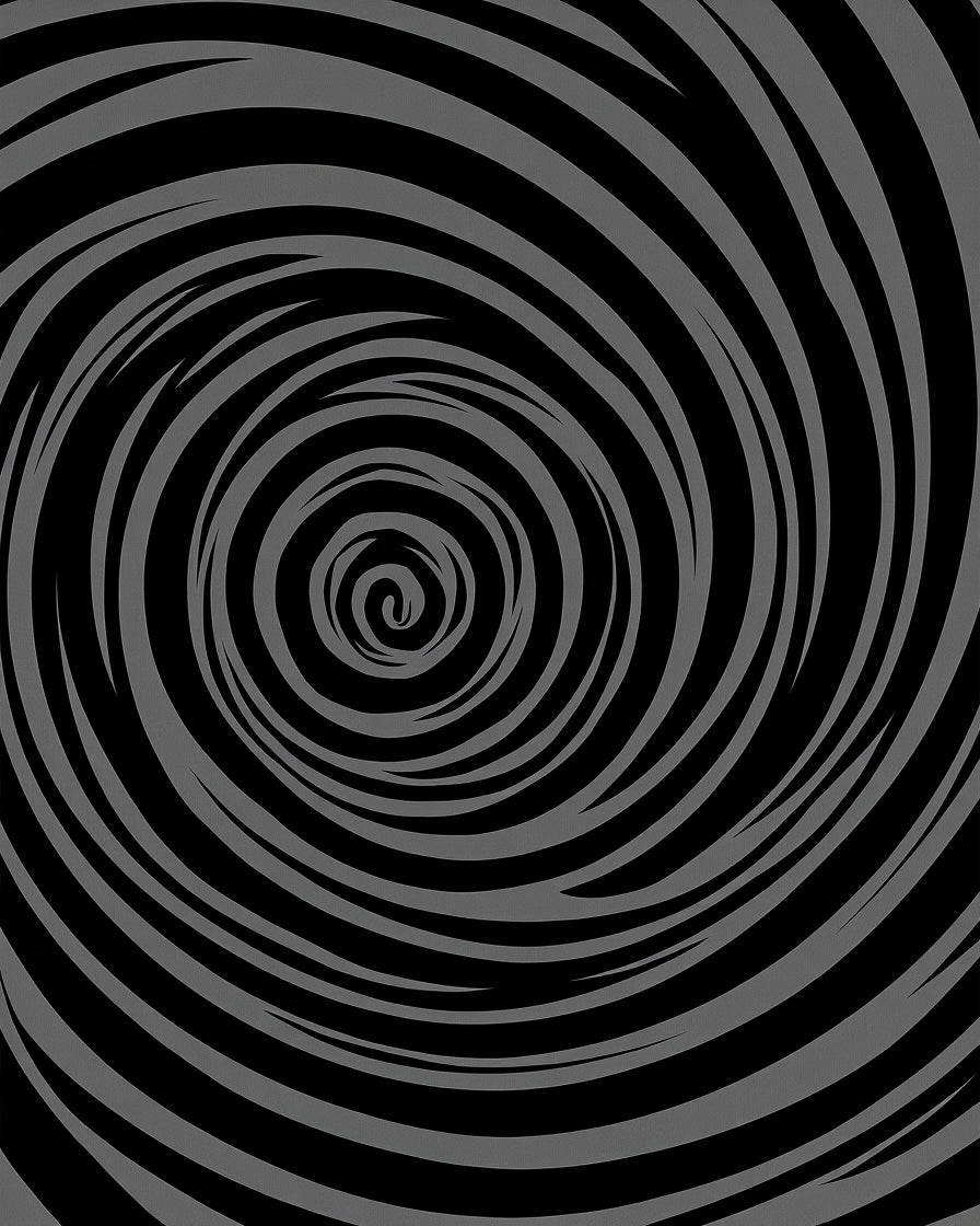 Dark Gray Swirling Vortex Hypnosis Rug