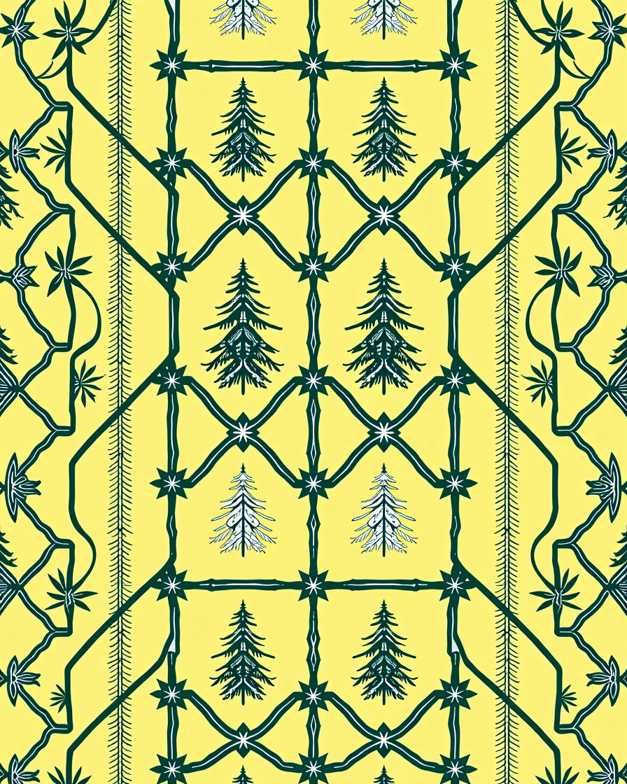 Yellow Green Forest Tree Landscape Rug
