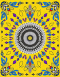 Vibrant Yellow Psychedelic Mandala Rug