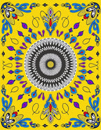Vibrant Yellow Psychedelic Mandala Rug