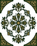 Dark Green and Gold Floral Medallion Rug