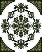 Dark Green and Gold Floral Medallion Rug