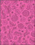 Vibrant Pink Floral Leaf Arrangement Rug