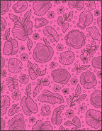 Vibrant Pink Floral Leaf Arrangement Rug