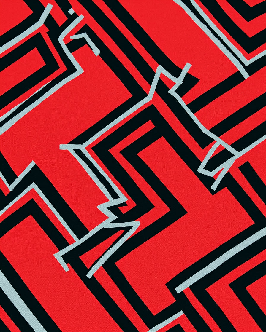 Bold Red Geometric Zigzag Lines Rug
