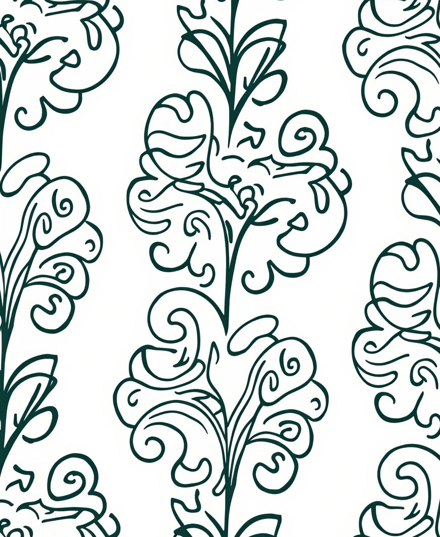 Dark Green Victorian Flourish Scroll Rug