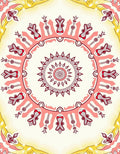 Crimson Floral Mandala Yellow Border Rug