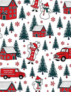 Holiday Village Red Snowman Trees Rug