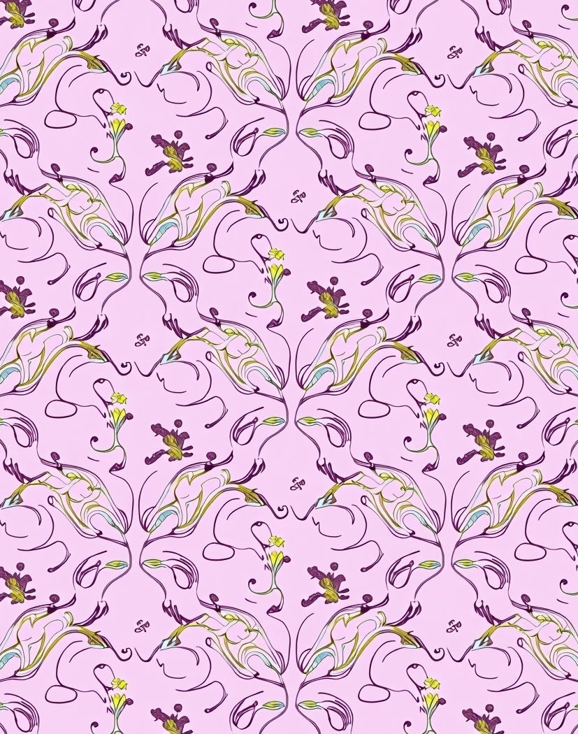Amethyst floral and vine symmetry Rug
