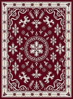 Crimson Snowflake Mandala Medallion Rug