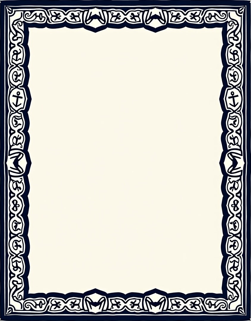 Dark Blue Nautical Anchor Inlaid Border Rug